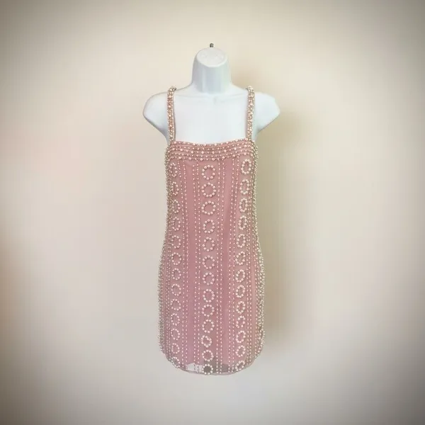 LPA Lelia beaded Mini dress bubble pink Size M - Image 3