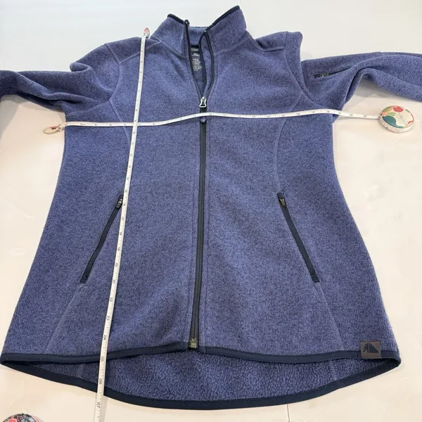 LL Bean Blue Sweater Fleece Full Zip Jacket Pockets Small Women Outdoor Classic - Image 7