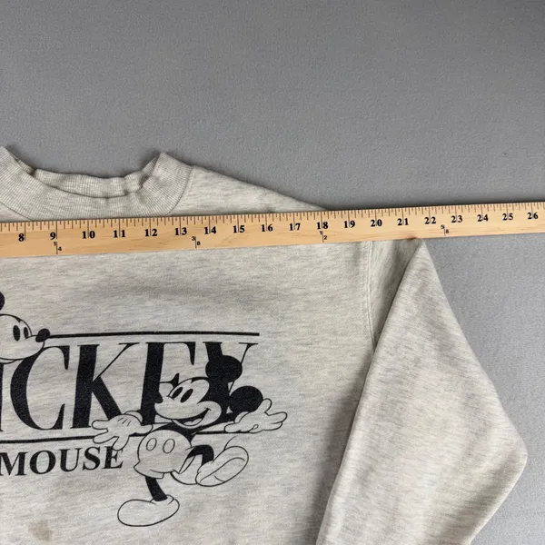 VTG DISNEY Mickey Mouse Sweatshirt Heather Gray Graphic Pullover Womens M - Image 3
