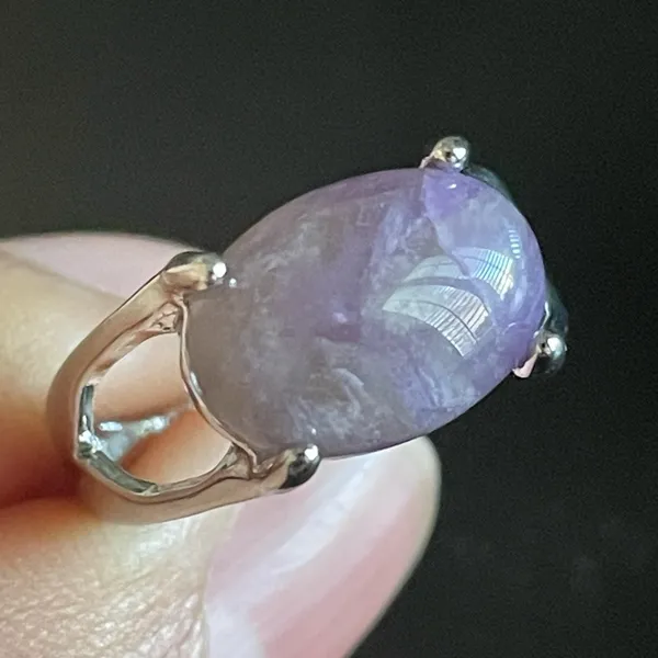 Purple amethyst S925 silver ring size 8 - Image 6
