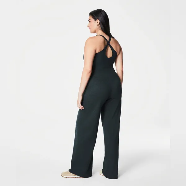 Spanx NWT $148 SPANXsmooth™ SoftStretch Wide Leg Pant color:Essex Green Heather Large - Image 5