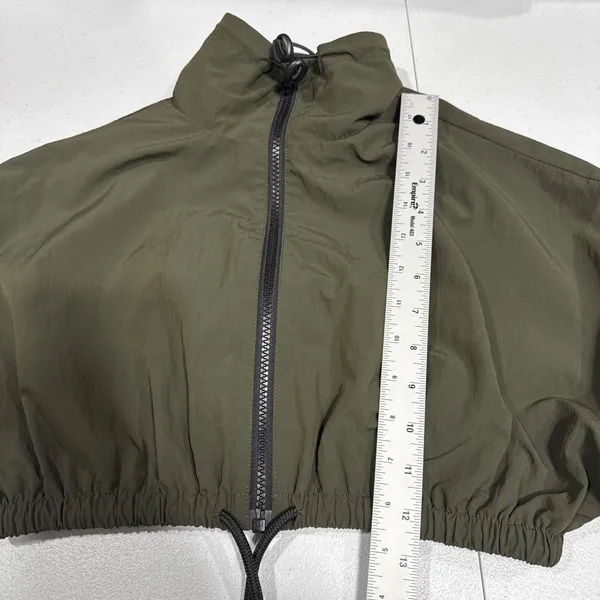 Collusion Womens Full Zip Short Cropped Jacket Sz 2 High Neck Long Sleeve Green - Image 11