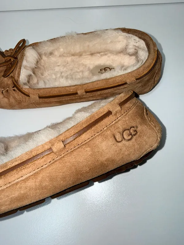 UGG Bella II Moccasin Slippers Chestnut Brown Suede Fur Lined - Image 6