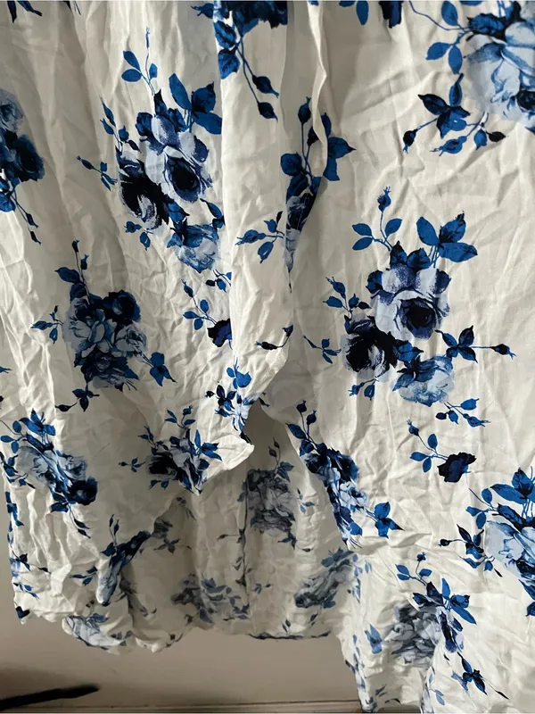 Altar'd State Blue White Floral Smocked Maxi Dress Medium Coastal Euro Summer - Image 4