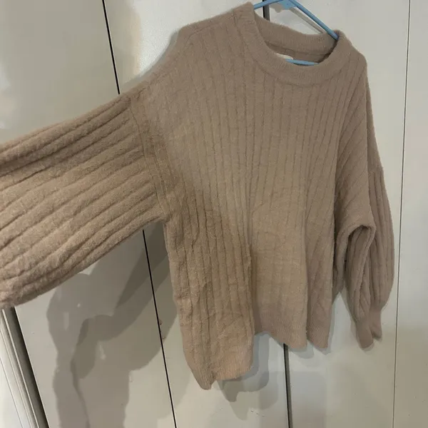 Aerie Soft Brown Ribbed Crew Neck Sweater - Image 6
