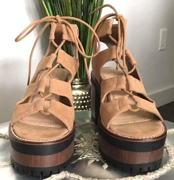 Pull & Bear Platform Lace-up Sandals - Image 3