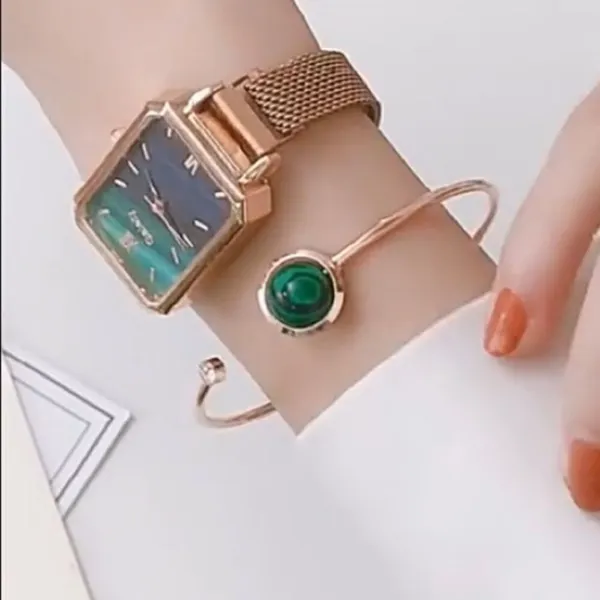 𝅺WOMEN’S Watch & Braclet set Green - Image 4