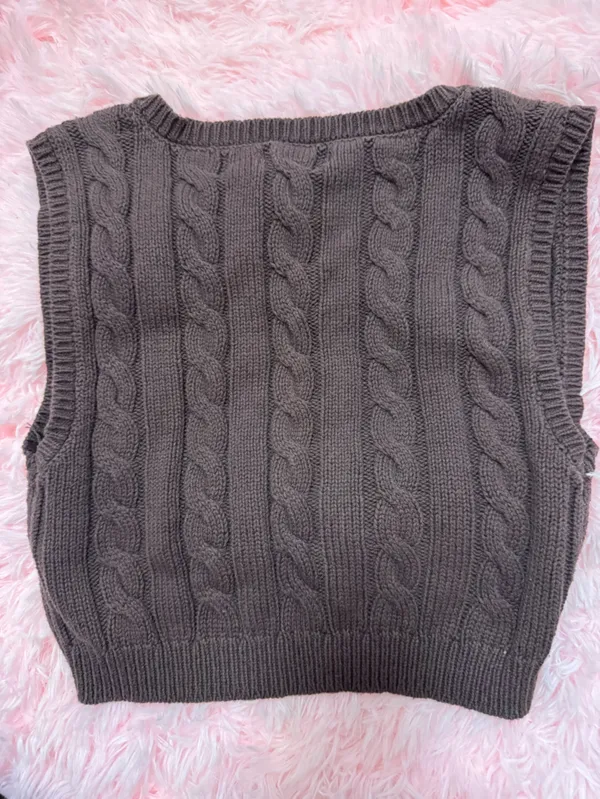 Aeropostale Brown Cable Knit Sweater Vest - Image 3