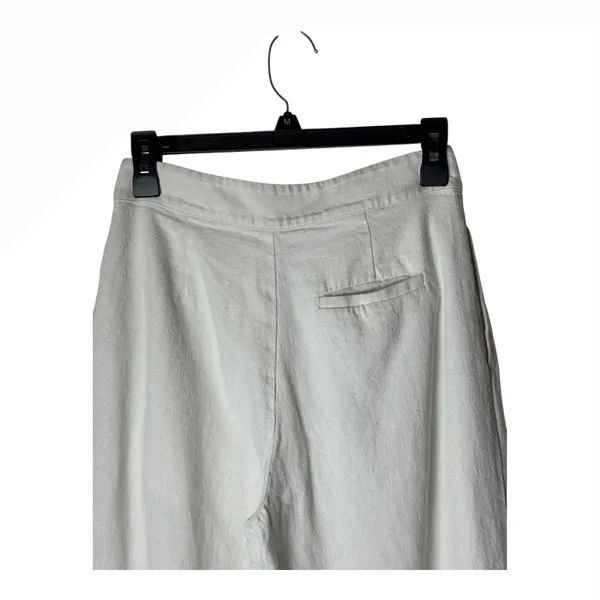 Oak + Fort Pants Women 4‎ Ivory Linen Blend Pleated Crossover High Waist Preppy - Image 4