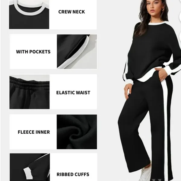 Black and White Tracksuit Set, Loose Fit - Image 11