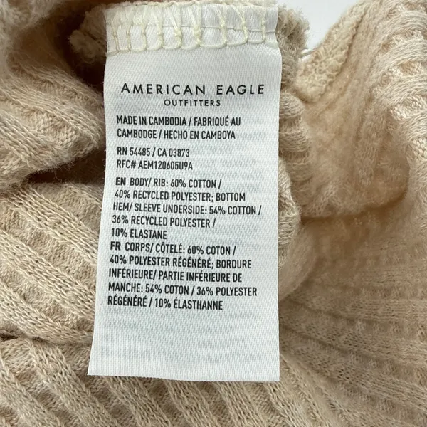 American Eagle Seriously Lived In Waffle Knit Sweatshirt‎ NYC Graphic Tan XS - Image 8