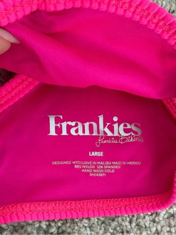 Frankie’s Bikinis Hot Pink Ribbed Bikini Set - Image 3