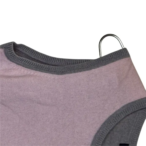 Brooks Brothers Women Tank Sweater Merino Wool Knit Colorblock Pink Gray Medium - Image 3