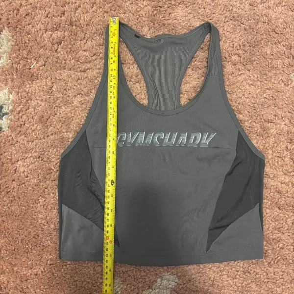 Gymshark Turbo Vest Crop Halter Top Womens Gray Black Performance Athletic READ - Image 6