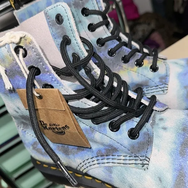 Dr‎ Martens boots 1460 Pascal Tie Dye Blue Pattern Boot size 6 moto boho - Image 3