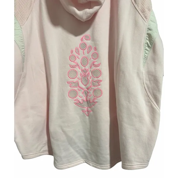 Free People‎ Movement Racing Striped Hoodie Heirloom Pink Women's Size Medium - Image 6