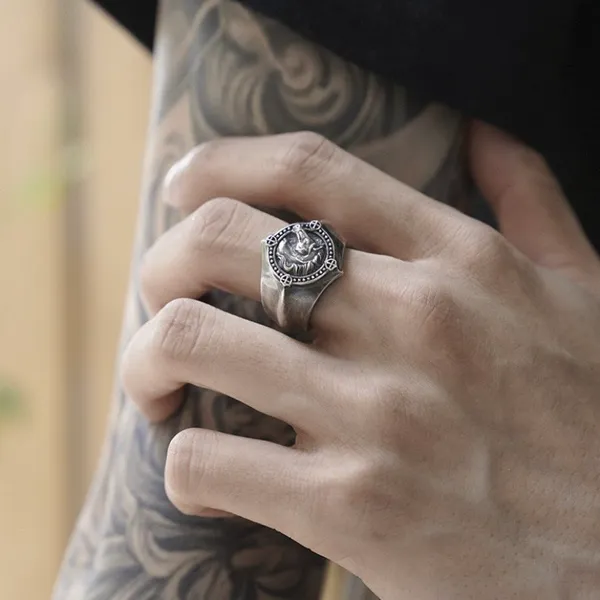 925 Silver Plated Adjustable Horse Ring for Men Women,Animal Ring,Punk Hip Hop - Image 2