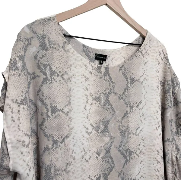 Women's Buckle Black cream snake print chiffon layered blouse top size large - Image 3