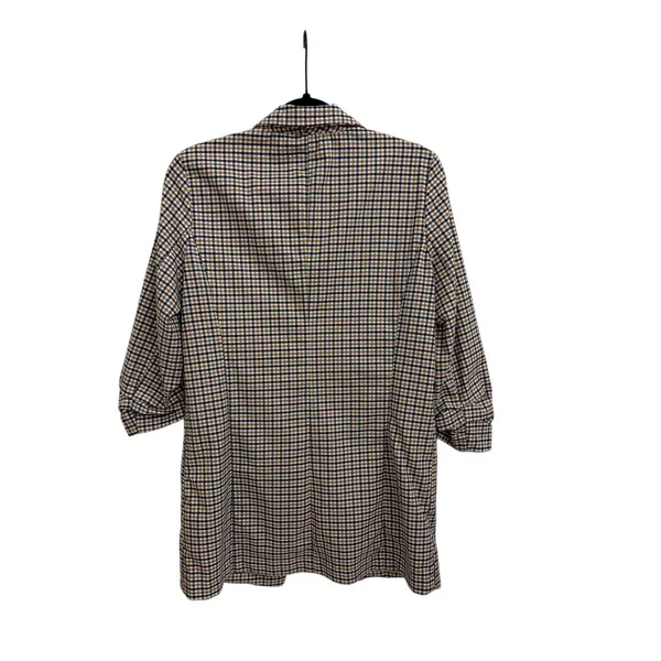Rachel Zoe Multicolor Neutral Plaid Open Front Preppy Blazer Size Medium - Image 2