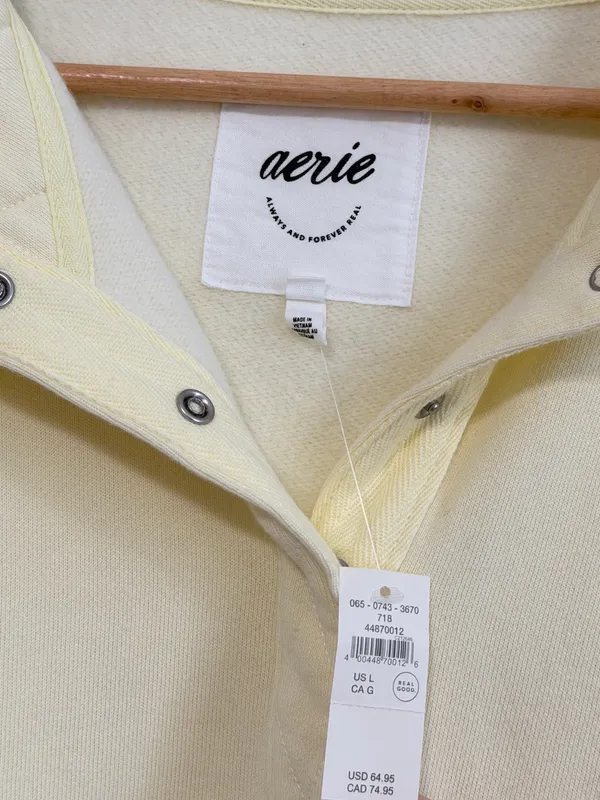 NWT Aerie Oh Snap! Sweatshirt Cozy Yellow Size Large NEW Oversized Sweater - Image 4
