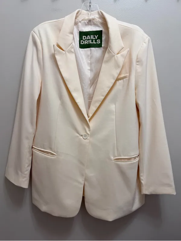Daily Drills Blazer Single Button Relaxed Fit Cream Size XS / S - Image 3