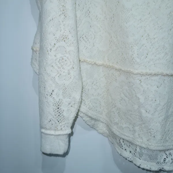 Free People Cream Not Cold In This Lace Sweater Size XS - Image 3