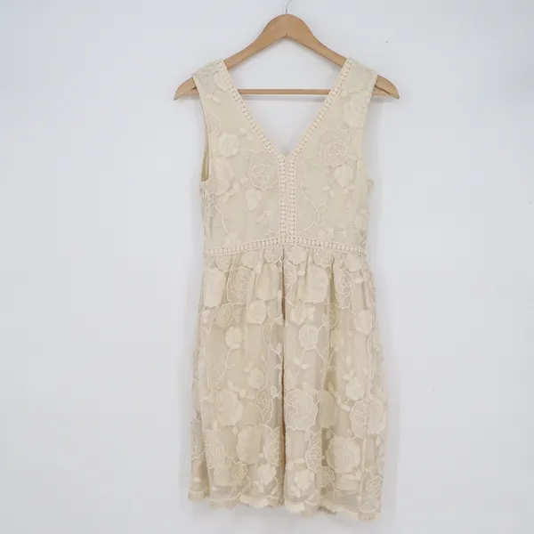 Altard State White Floral Lace V-Neck Sleeveless Fit & Flare Dress M - Image 6