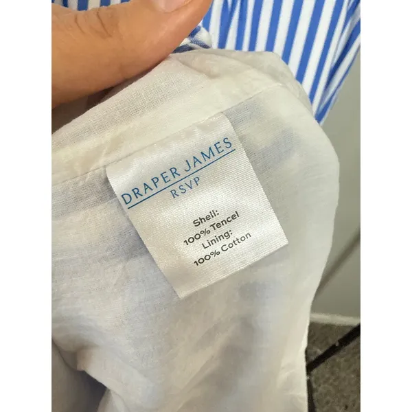 Draper‎ James RSVP Blue White Striped Tiered Midi Dress Ruffle Sleeve Small - Image 8