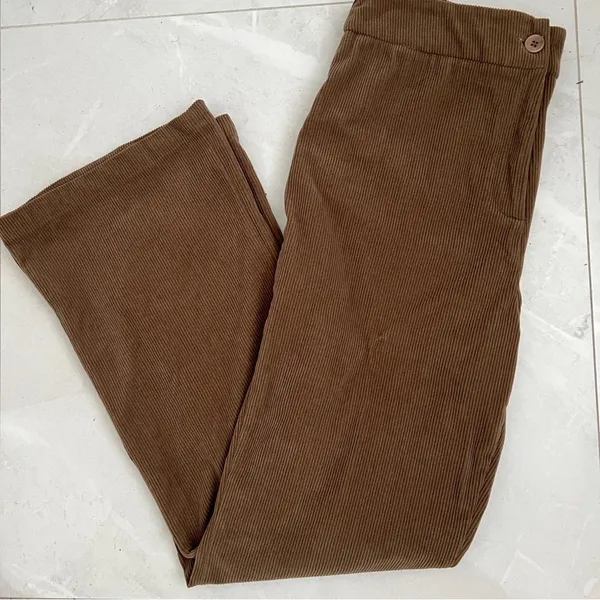 NEW Anthropologie wide leg Corduroy pants Brown LARGE - Image 6