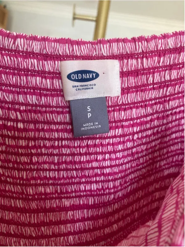 Old Navy Pink Striped‎ Smocked Mini Dress Sundress Coastal Preppy Coquette Beach - Image 7
