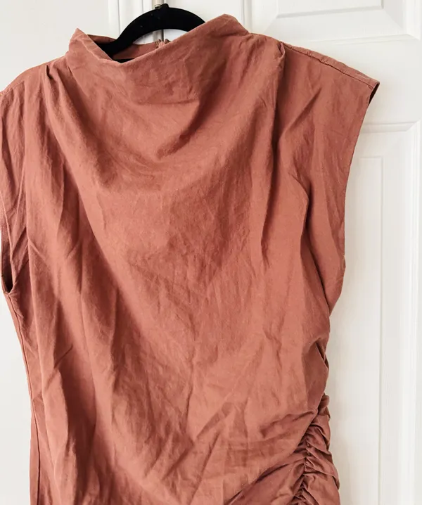 Anthropologie The Maya Ruched Cowl-Neck Linen Blend Mini Dress, Size XL - Image 7