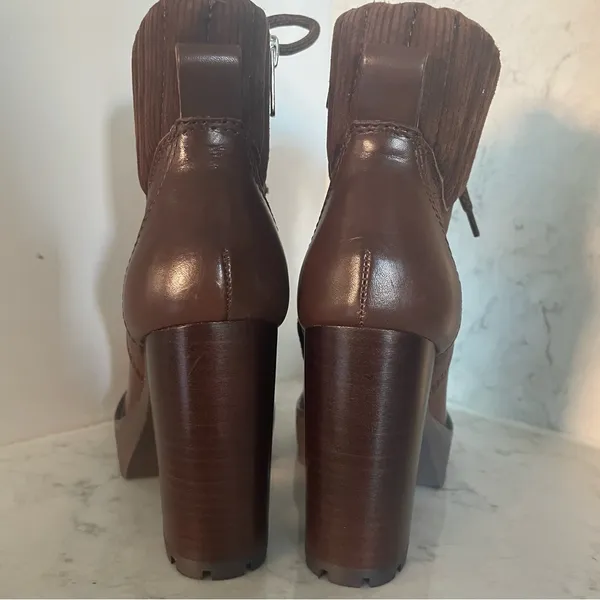 New! Antonio Melani - Penn Leather And Fabric Platform Lug Sole Booties‎ Sz 7.5 - Image 7