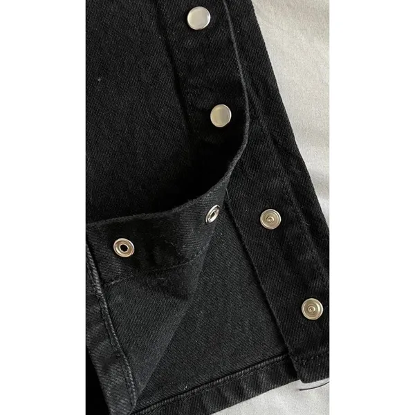 Reformation High Rise Straight Leg Snap Button Hem‎ Black Jeans Size 27 - Image 3