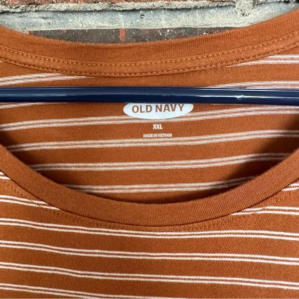 Burnt Orange & White Striped Old Navy Tee - Image 2