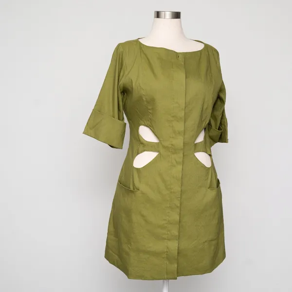 CULT GAIA - Alexandra Linen Blend‎ Cutout Sheath Dress - Image 7