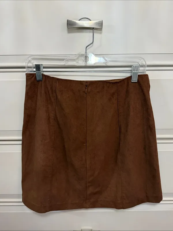 Abercrombie & Fitch Brown Mini Suede A-Line Skirt - Image 2