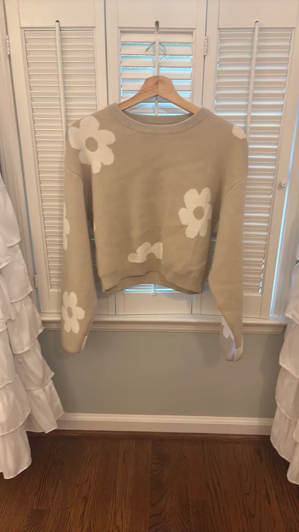 Altar'd State Brown sweater with white flowers from - Image 2