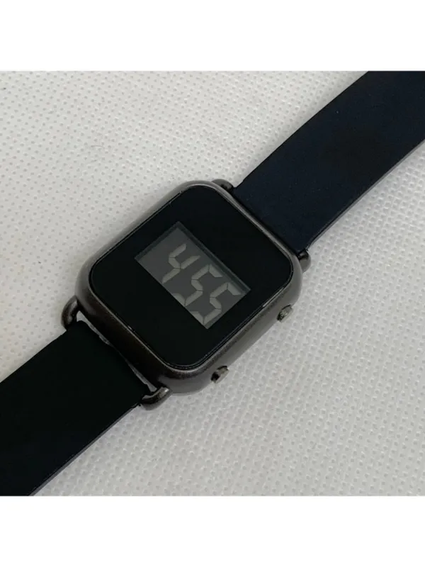FMD women’s digital lcd watch quartz black tone 28mm black silicone band running - Image 2