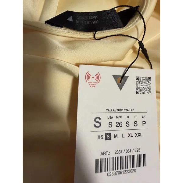 Zara Light Yellow Halter Top Satin Effect Asymmetrical Summer Festival Flowy - Image 6