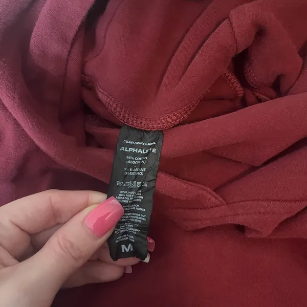 Alphalete Cropped Hoodie Burgundy Maroon Athleisure Gym Sweatshirt‎ Sz Medium - Image 9