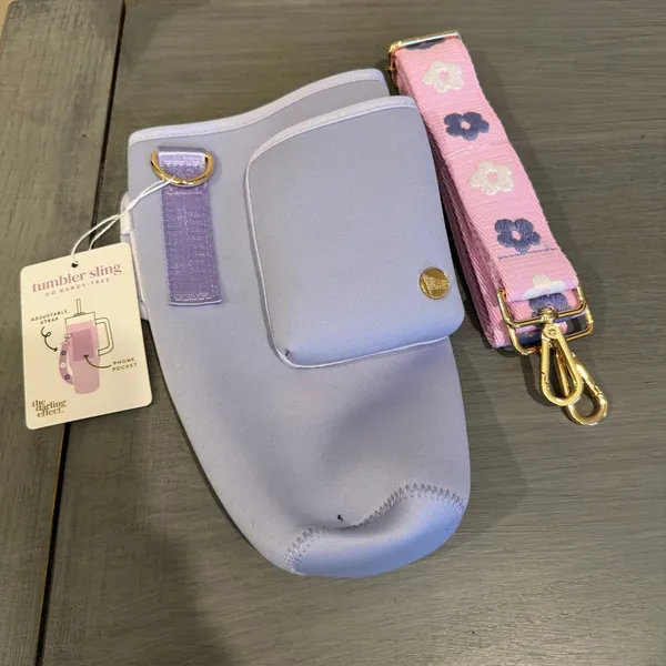 Lavender Tumbler Sling with Floral Strap new with tags‎ periwinkle phone holder - Image 2