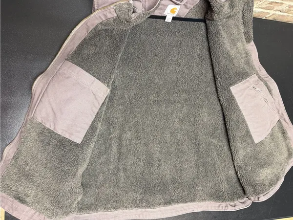 Carhartt Washed Duck Mock Neck Vest Taupe Gray Sherpa Lined Zip Up Plus Size 3X - Image 9