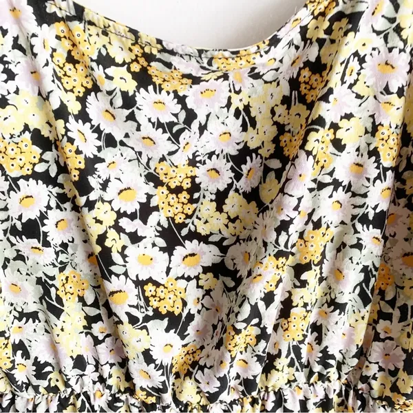 Social Standard by Sanctuary Tiered Yellow Floral Long Dress Smocked Back XL - Image 7