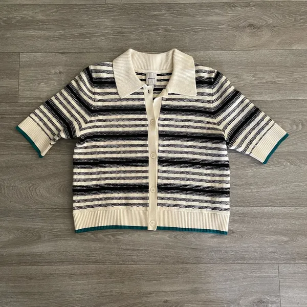 Maeve Anthropologie The Kinsley Collared Crop Cardigan Sweater - large - Image 2