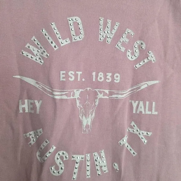 Wild West Austin, TX Grayson Threads Waffle Knit Crop Tee Mauve Size Large - Image 3