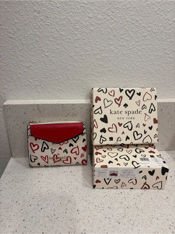 Kate Spade Staci Scribble Hearts Small Wallet Card Case Set W/Box KA629 New - Image 4