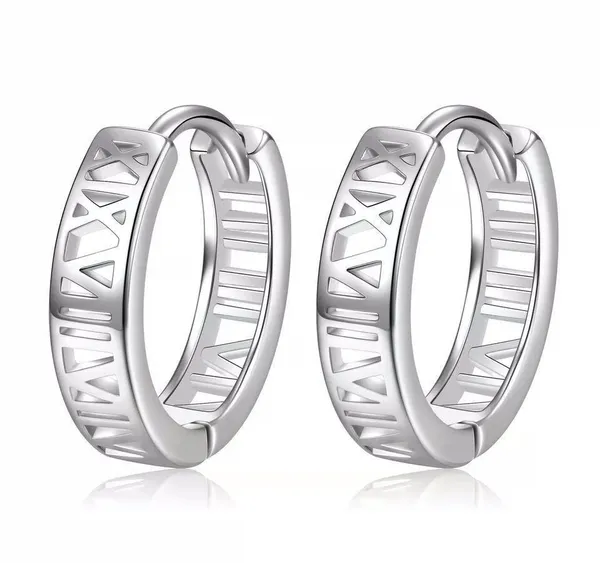 925 Silver Plated Hoop Earrings for Men Women,Personality Punk Hip Hop Earrings - Image 2