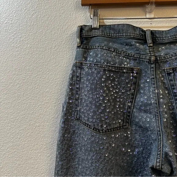Acne Studios Mid‎ Rise Sequin Straight Leg Jeans Denim Pants Size 38 US 10 Blue - Image 9