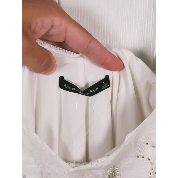 NWT Abercrombie Beaded Pearl Floral Mini Dress Size L White Bridal Event Party - Image 5