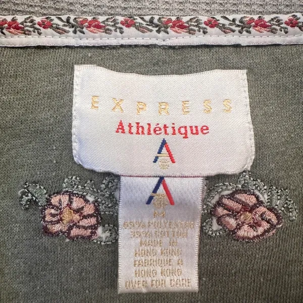 Vintage 90s Express Floral Sweatshirt‎ Fleece Embroidery M Oversized Cottage - Image 5